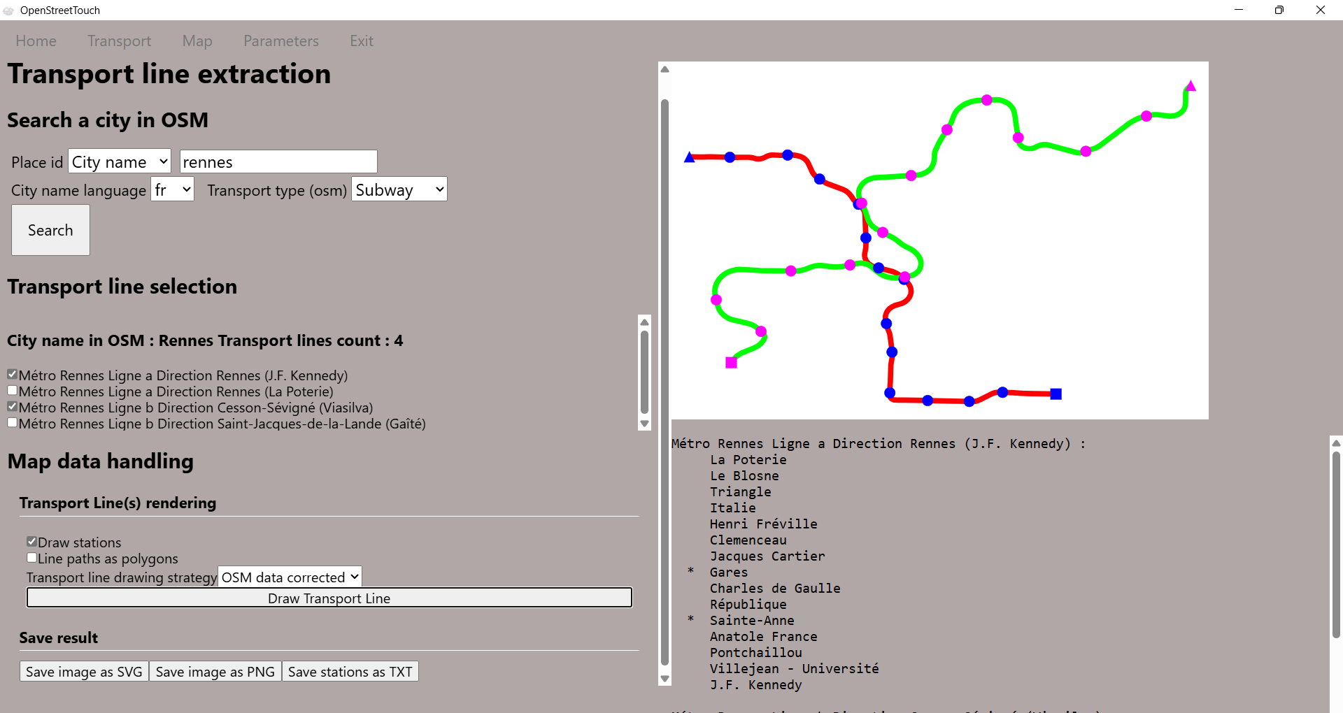 Vue de l’interface OpenStreetTouch