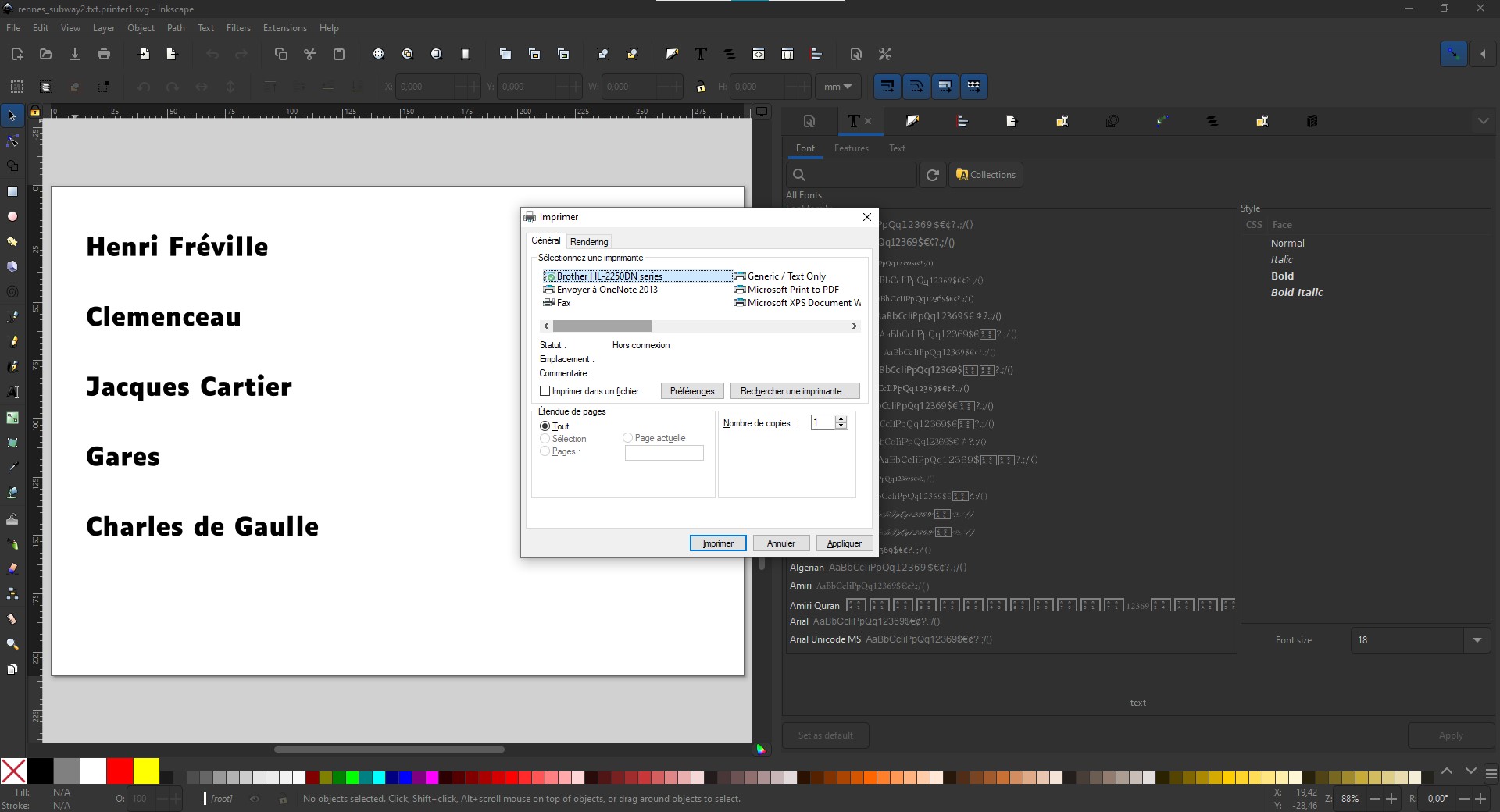 Capture d'écran de DesktopBrailleRAP avec des étiquettes